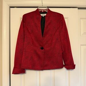 Jones Studio Separates Women's Red Jacket Blazer Snake Reptile Pattern Size 8